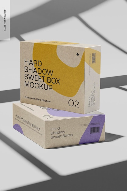 Hard shadow sweet boxes mockup