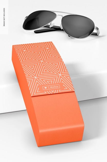 hard sunglasses case mockup, leaned