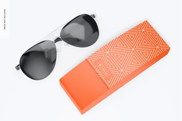 Hard Sunglasses Case Mockup, Top View