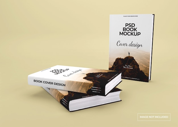 Hardcover book mockup design isolated