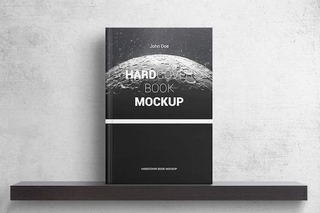 Hardcover book on shelf mockup