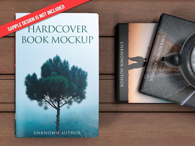 PSD hardcover books mockup scene