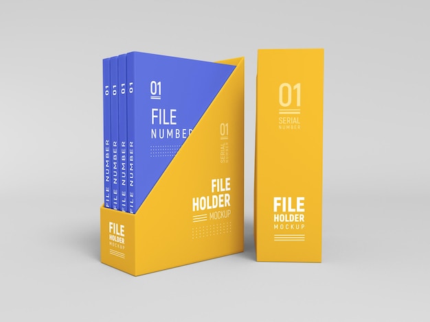 Portadocumenti per ufficio con copertina rigida e mockup di file