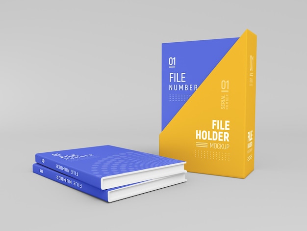 Portadocumenti per ufficio con copertina rigida e mockup di file