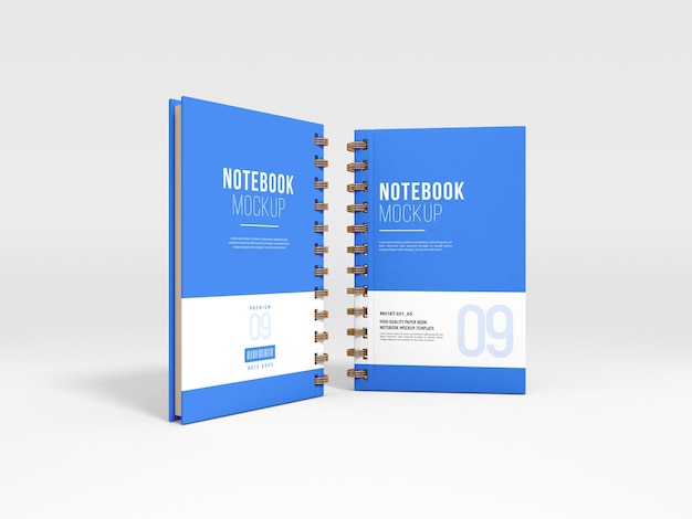 Hardcover spiraal notebook dagboek briefpapier mockup