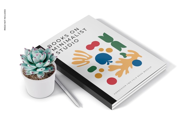 hardcover two fold book mockup, perspective