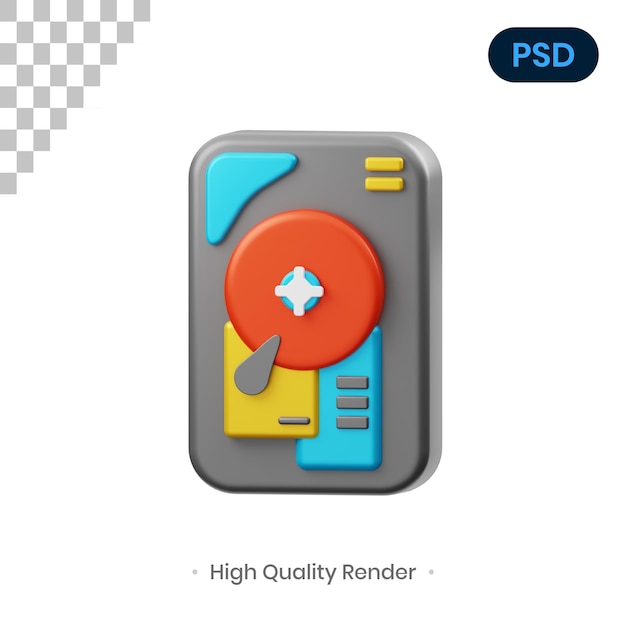 Harddisk 3D Render Illustratie Premium Psd