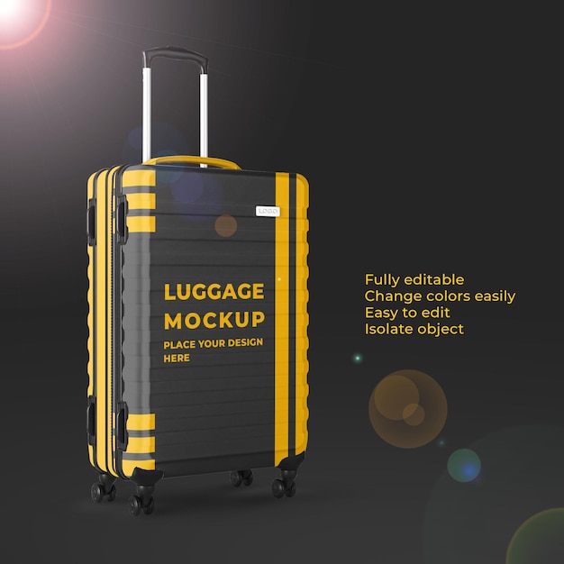 Hardside travel luggage suitcase mockup