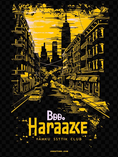 PSD harlem with cultural street scene and brownstone buildings s psd vector tshirt tattoo ink scape art