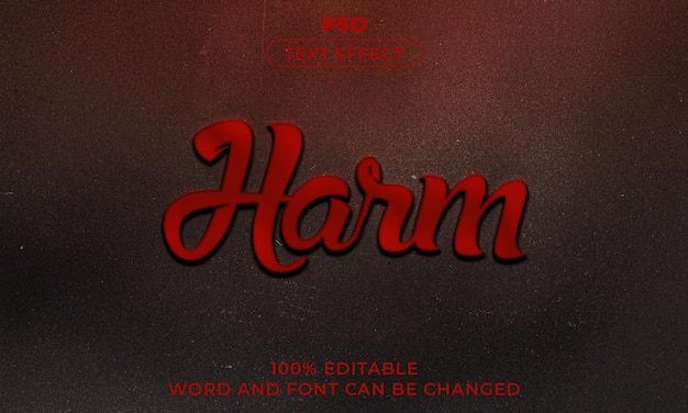 Harm 3d editable text effect style with background