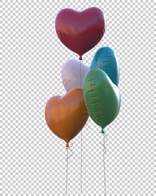 PSD hart ballonnen geïsoleerd op transparante achtergrond 3d-rendering illustratie