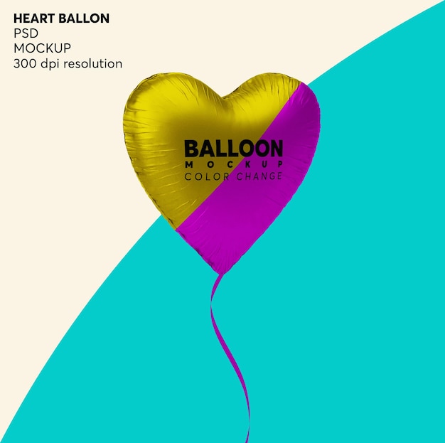 PSD hart helium ballon mockup geïsoleerd