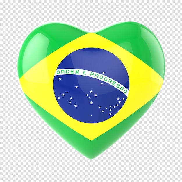 PSD hart in 3d render met vlag van brazilië