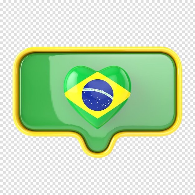 Hart in 3d render met vlag van Brazilië