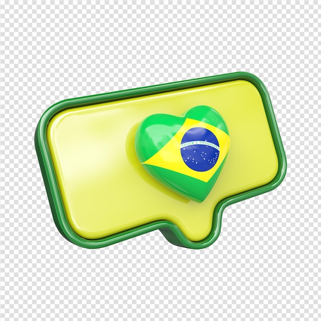 Hart in 3d render met vlag van brazilië