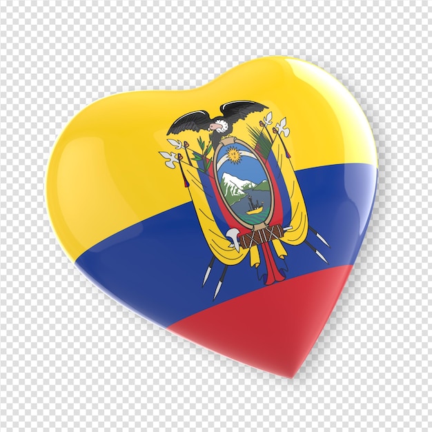 PSD hart in 3d render met vlag van ecuador