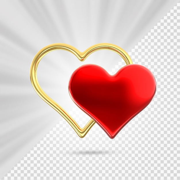 Hart Met Gouden Frame 3D Renderen