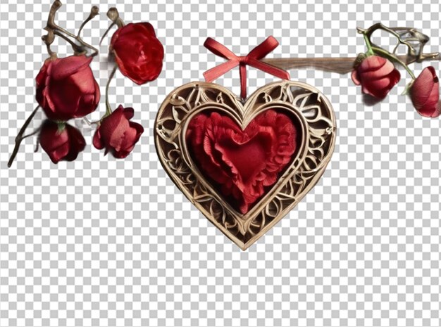 PSD hart op een touwtje op natuurlijk donker hout frame handgemaakt hart hangen op het donkere houten bord valentijnsdag groetjeskaart