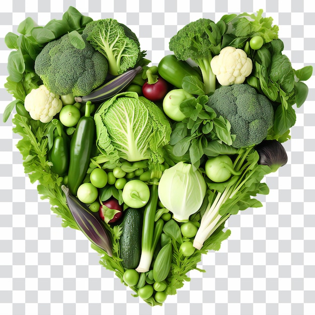 PSD hart van groene groenten geïsoleerd op doorzichtig