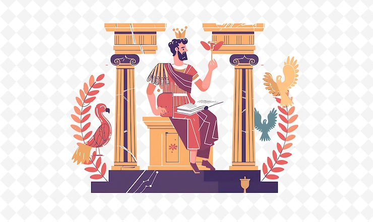 PSD haruspex practicing divination design is ancient roman inspi flat illustration festival theme art