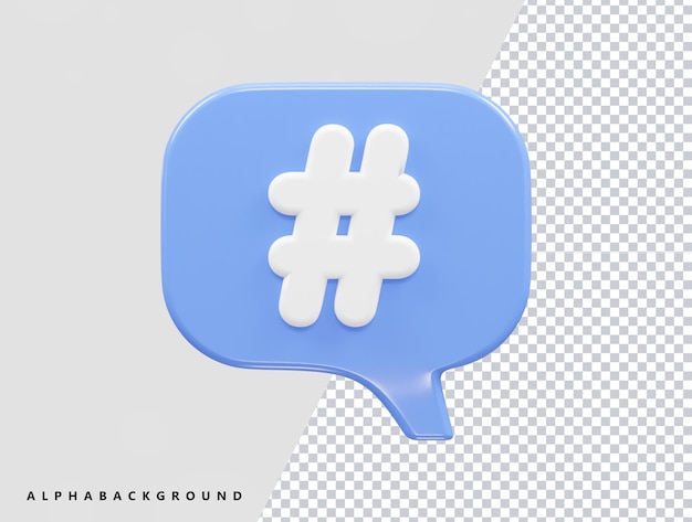 PSD hash tag icon 3d rendering vector illustration