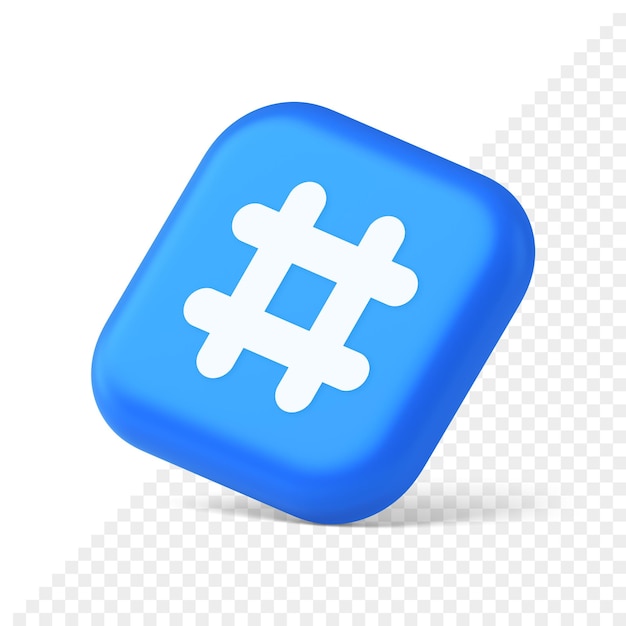 PSD hashtag button social network media communication symbol internet message key 3d isometric icon