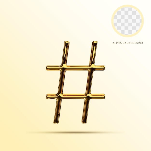 hashtag gold 3d render