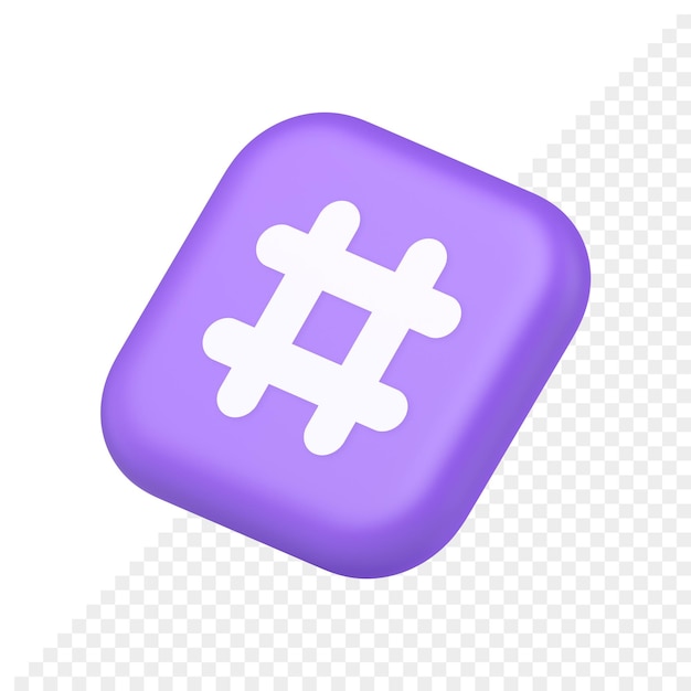 Hashtag-knop sociaal netwerk media communicatie symbool internet bericht 3d isometrische sleutelpictogram