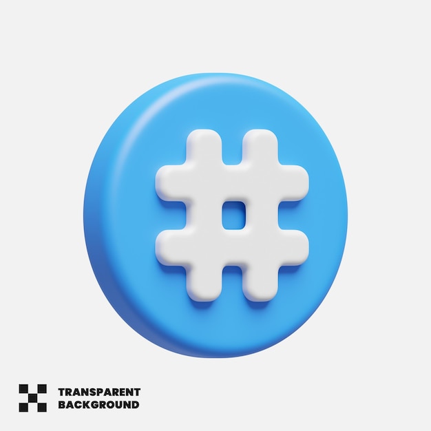 Hashtag social media icon in 3d render