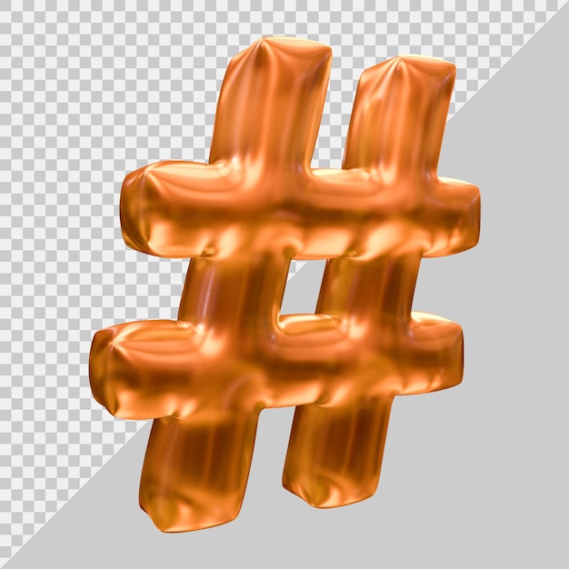 Simbolo hashtag nel rendering 3d