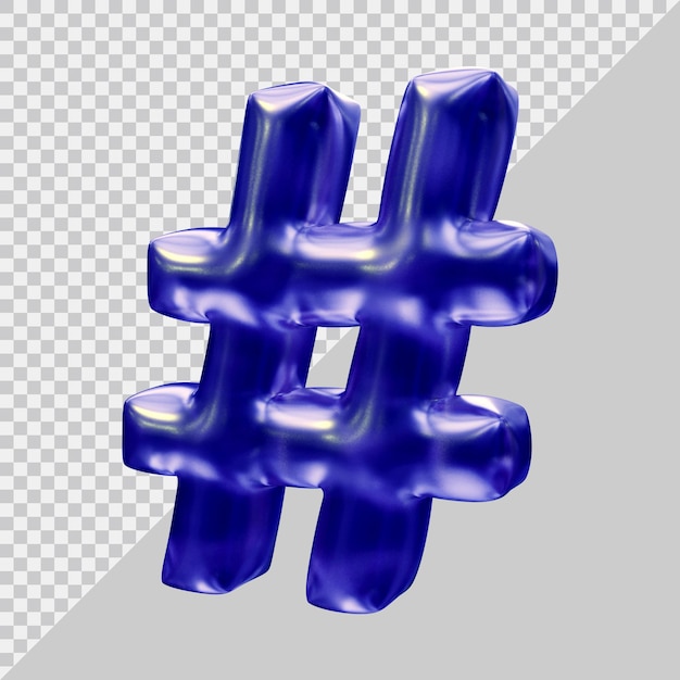 Simbolo hashtag nel rendering 3d