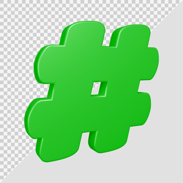 Hashtag-symbool in 3d render