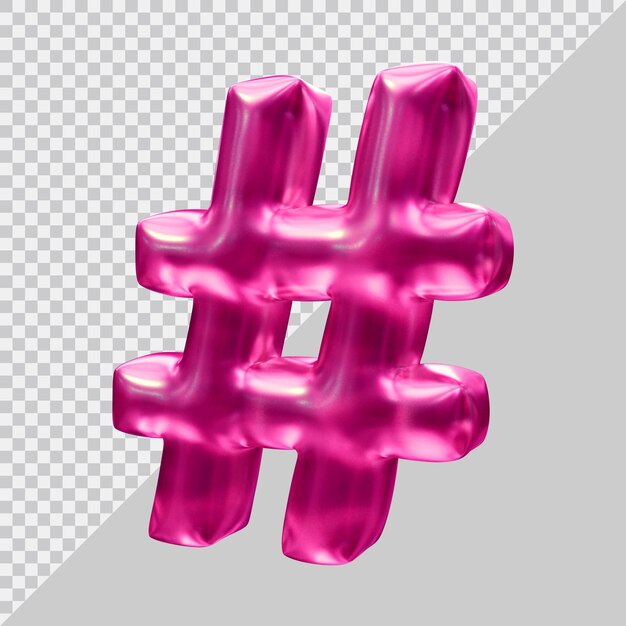 Hashtag-symbool in 3d render