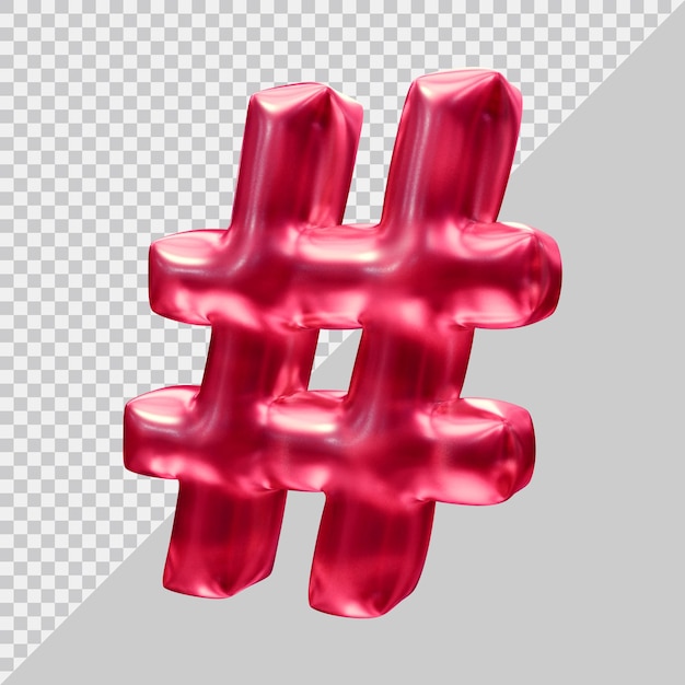 Hashtag-symbool in 3d render