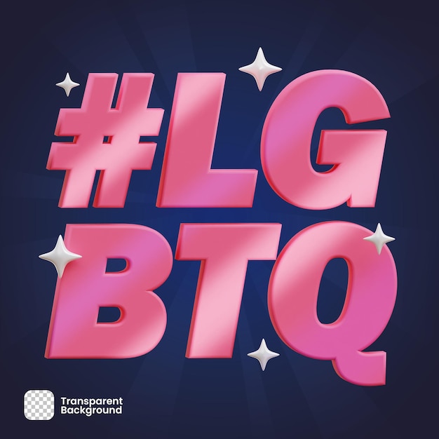 Hashtag voor 3d-weergaveobject lgbtq png transparant premium psd