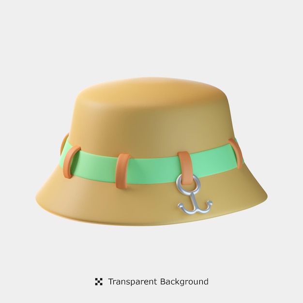 Hat Fishing 3d icon illustration