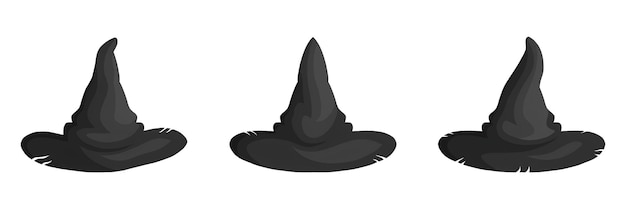 Шляпа ведьмака в мультяшном стиле, набор элементов дизайна для Хэллоуина