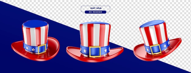 PSD 3d 렌더링에서 색상과 미국 국기가 있는 모자