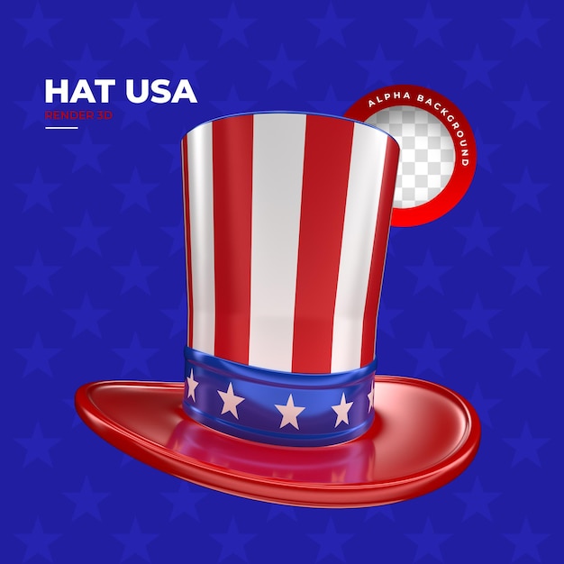 PSD hat with colors and united states flag in 3d render