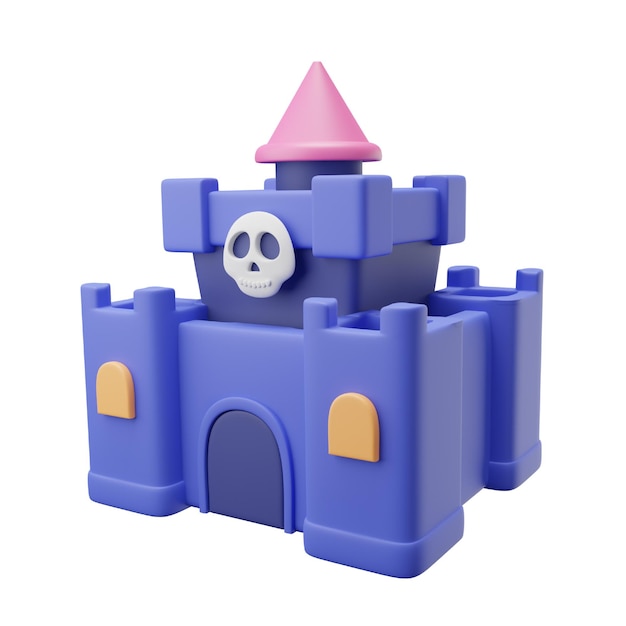 Haunted castle 3d icon for halloween