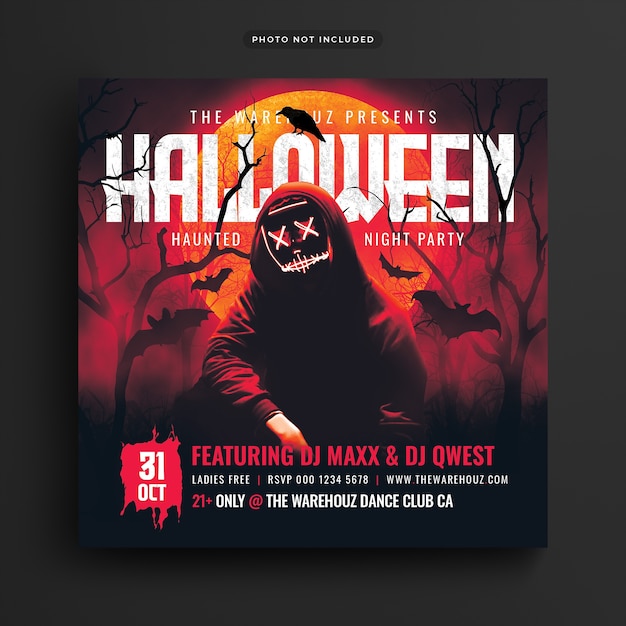 Haunted Halloween Party Flyer Post W Mediach Społecznościowych I Baner Internetowy