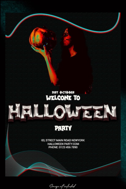 PSD haunted halloween party flyer social media post