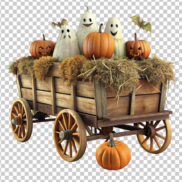 PSD haunted hayride on transparent bg