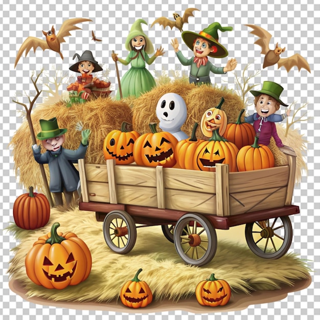 PSD haunted hayride on transparent bg