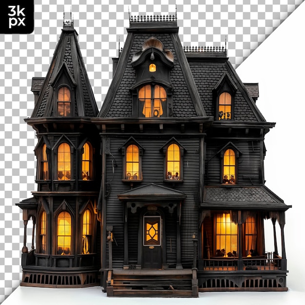 PSD haunted house model isolated on transparent background