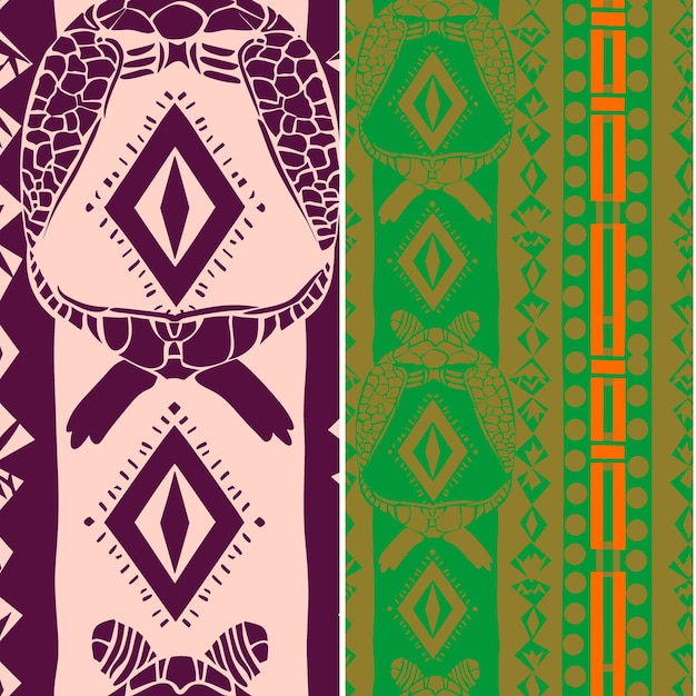 Havskildpadde med oval silhuet, tribal minimal grafisk desig, naturmønster, vektor designs