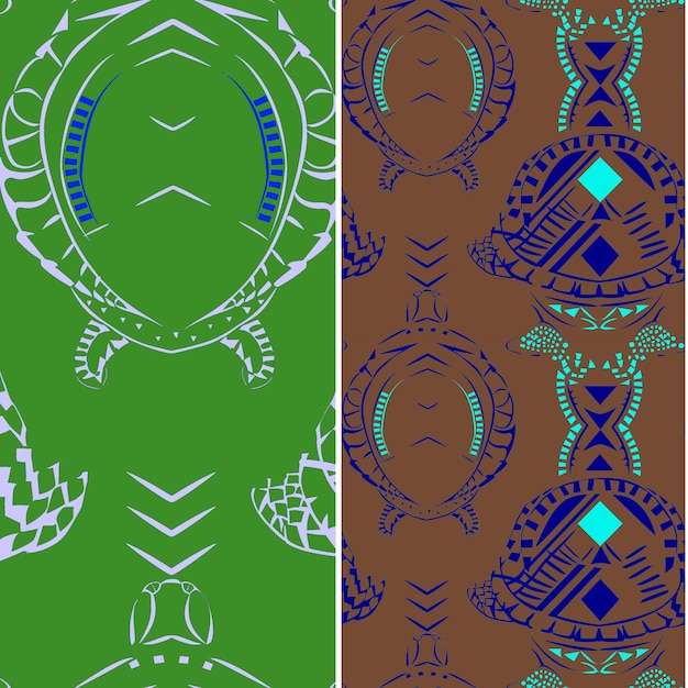 Havskildpadde med oval silhuet, tribal minimal grafisk desig, naturmønster, vektor designs