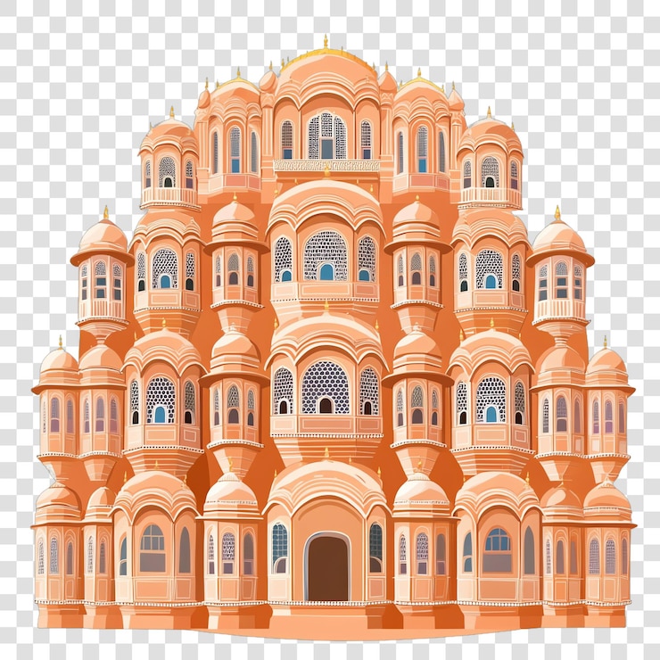 PSD hawa mahal in rajasthan illustration india isolated on a transparent background