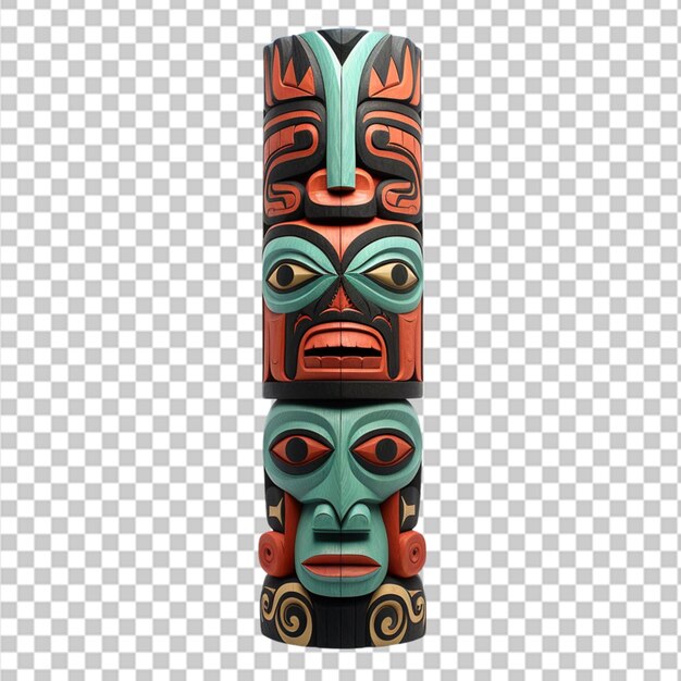 PSD hawaiiaanse stam totems met tiki maskers op palen