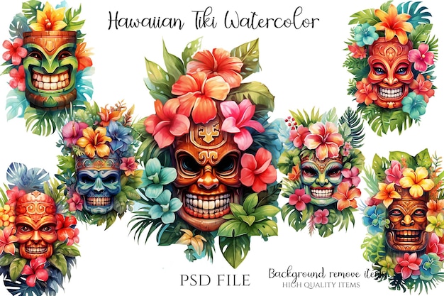 Hawaiian tiki watercolor